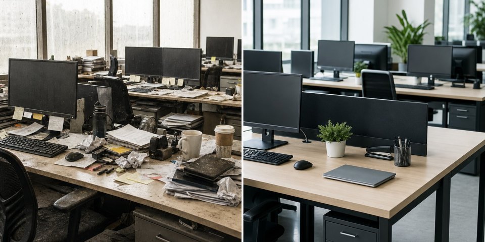 Office Cleaning before and after